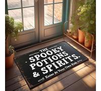 XYBH Fall Outdoor Rug For Front Door The Spooky Potions & Spirits Enter At Your Own Risk Doormat Funny Stuff Fall Outside Door Mats(50X80CM)