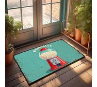XYBH Fall Outdoor Rug For Front Door Vintage Gumball Machine With Red Base And Glass Dome Filled With White Gumballs Doormat Funny Stuff Fall Outside Door Mats(65X90CM)