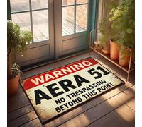 XYBH Fall Outdoor Rug For Front Door Warning Area 51 No Trespassing Beyond This Point Doormat Funny Stuff Fall Outside Door Mats(50X80CM)