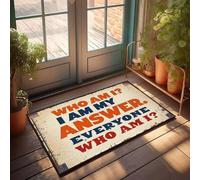 XYBH Fall Outdoor Rug For Front Door Who Am I? I Am My Answer. Doormat Funny Stuff Fall Outside Door Mats(65X90CM)