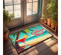 XYBH Fall Outside Door Mats A Tropical Beach Scene With A Cocktail Glass, Palm Trees Doormat Outdoor Door Mat Large Floor Mats For Home(65X90CM)