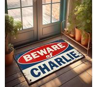 XYBH Fall Welcome Mats Outdoor Beware Of Charlie. Doormat Bedroom Accessories Home Door Mat(65X90CM)