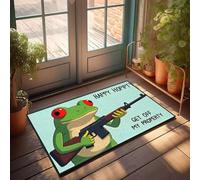 XYBH Farm Bath Mat A Cartoon Frog Happy Hopipty Get Off My Property. Doormat Restroom Decor Fall Rug(40X60CM)