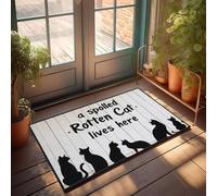XYBH Farmhouse Kitchen Rug Set A Spoiled Rotten Cat Lives Here. Doormat Classroom Welcome Mat Door Mat Rug(50X80CM)