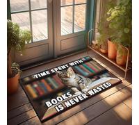 XYBH Front Door Mat Funny Time Spent With Books Is Never Wasted. Doormat Fall Outdoor Rug Kitchen Rug Set(50X80CM)
