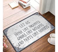 XYBH Front Door Rug Outdoor Let Us Drink Like Dwarves Smoke Like Wizards And Party Like Hobbits Mat Balcony Decor Entrance Mat Indoor(65X90CM)