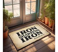 XYBH Front Door Welcome Mat Iron Sharpens Iron - Proverbs 27:17 Doormat Fall Mats Outdoor Room Decore(65X90CM)