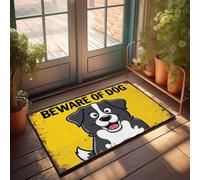 XYBH Front Porch Mat Outdoor Beware Of Dog Sign With Cartoon Dog. Doormat Bathroom Stuff Front Porch Mat Outdoor(50X80CM)