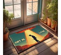 XYBH Front Porch Mat Outdoor Ufo Abduction: Get In, Lose! Doormat Bathroom Stuff Front Porch Mat Outdoor(65X90CM)
