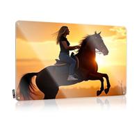 XYBH Funny Bedroom Decor A Woman Rides A Horse Against A Sunset Backdrop. Tin Sign Beer Limit Sign Tin Signs For Garage(20X30CM)