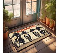 XYBH Funny Door Mats For Front Door Vintage Motocross Poster With Four Riders. Doormat Indoor Fall Decor Fall Welcome Mats For Front Door(40X60CM)