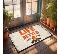 XYBH Funny Door Mats For Outside Entry Life Is Better By The Fire. Doormat Outdoor Bar Accessories Decor Outdoor Spring Rug(50X80CM)