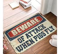 XYBH Funny Room Decor Beware Of Attack When Pigs Fly Rug Anti Slip Mat Funny Bathroom Mat(65X90CM)