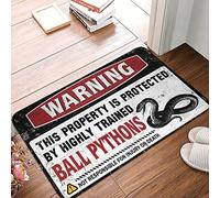 XYBH Funny Sogns Warning This Property Is Protected By A Highly Trained Ball Pythons Rug Bedroom Decor For Men Fall Door Decor(50X80CM)
