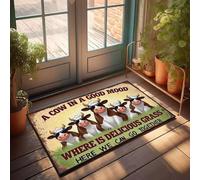 XYBH Garage Accessories For Man Cave A Cow In A Good Mood. Where Is Delicious Grass? Doormat Porch Decor Playroom Furniture(50X80CM)