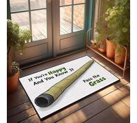 XYBH Garage Accessories For Man Cave If You'Re Happy And You Know It, Pass The Grass. Doormat Porch Decor Playroom Furniture(40X60CM)