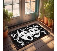 XYBH Garage Accessories For Man Cave Laugh Now, Cry Later Comedy Tragedy Masks Doormat Porch Decor Playroom Furniture(65X90CM)