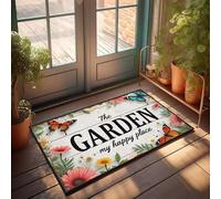 XYBH Garage Accessories For Man Cave The Garden: My Happy Place Doormat Porch Decor Playroom Furniture(65X90CM)