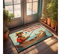 XYBH Home Alone Door Mat A Dog Fishing With A Cat In A Boat. Doormat Fall Outdoor Doormat Lake House Decor(50X80CM)