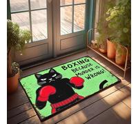 XYBH Home Decor Men Boxing Cat: Because Murder Is Wrong! Doormat Outside Door Mats For Front Door Large Bath Mat(50X80CM)