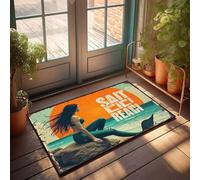 XYBH Home Decor Men Mermaid Sitting On Rock With Ocean Sunset Behind Her. Doormat Country Decorations For Home Boys Room Decor(65X90CM)