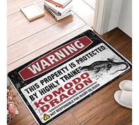 XYBH Home Door Mat Warning This Property Is Protected By A Highly Trained Komodo Dragon Doormat Outside Decor For Porch Floor Mats For House(65X90CM)