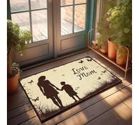 XYBH Large Fall Door Mat Silhouette Of Mother And Child Holding Hands. Doormat Bedroom Stuff Out Door Mat Outdoor(65X90CM)