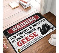 XYBH Man Cabe Decor Warning This Property Is Protected By A Highly Trained Geese Rug Front Door Rug Outdoor Funny Patio Decor(50X80CM)