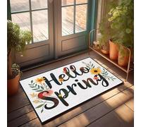 XYBH Men Decor Hello Spring: Flowers Bloom, Nature Awakens. Doormat Front Porch Fall Decor Men Cave Decor(40X60CM)
