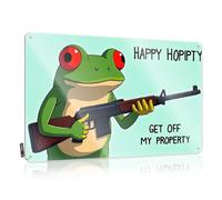 XYBH Metal Signs For Outside Home Decor A Cartoon Frog Happy Hopipty Get Off My Property. Tin Sign Tin Metal Decor Signs For Room(20X30CM)