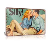 XYBH Metal Signs For Outside Home Decor A Couple Shares An Intimate Moment On A Bed Tin Sign Tin Metal Decor Signs For Room(20X30CM)