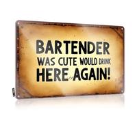XYBH Metal Signs For Outside Home Decor Bartender Was Cute Would Drink Here Again! Tin Sign Tin Metal Decor Signs For Room(20X30CM)