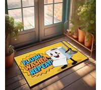 XYBH Outdoor Welcome Mats For Front Door A Cartoon Toilet Paper Character Holding A Plunger With The Words Doormat Outdoor Porch Decor Front Door Decor(50X80CM)