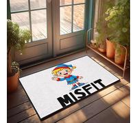 XYBH Outdoor Welcome Mats For Front Door A Cheerful Elf Waving With The Word Misfit Below. Doormat Outdoor Porch Decor Front Door Decor(65X90CM)