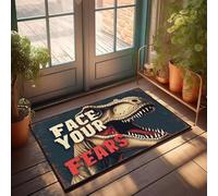 XYBH Personalized Door Mats For Front Door Face Your Fears: T-Rex Challenge! Doormat Playroom Furniture Man Cabe Decor(65X90CM)