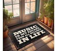 XYBH Personalized Door Mats For Front Door Music Is My Escape From All Bullshit In Life Doormat Stuff For Boys Room Door Decor(65X90CM)