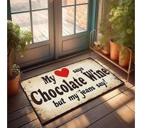 XYBH Personalized Door Mats For Front Door My Heart Says Chocolate Wine, But My Jeans Say! Doormat Camper Decorations For Inside Outdoor Floor Mat(65X90CM)