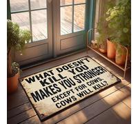 XYBH Personalized Door Mats For Front Door What Doesn'T Kill You Makes You Stronger, Except For Cows. Doormat Camper Decorations For Inside Outdoor Floor Mat(65X90CM)
