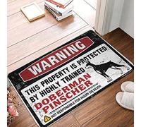 XYBH Plain Outdoor Mat Warning This Property Is Protected By A Highly Trained Doberman Pinscher Doormat Doormat Fall Home Bar Accessories(50X80CM)
