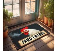 XYBH Plain Welcome Mat Fried Chicken Sign With Rooster Doormat Farmhouse Bathroom Mats Bar Decor For Home(50X80CM)