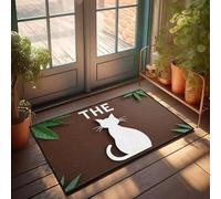 XYBH Plain Welcome Mat The Cat Cafe Logo Doormat Farmhouse Bathroom Mats Bar Decor For Home(50X80CM)