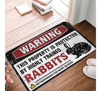 XYBH Rustic Bathroom Rugs Warning This Property Is Protected By A Highly Trained Rabbits Rug Bedroom Accessories Fall Mats Outdoor(65X90CM)