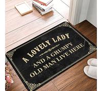 XYBH Rustic Kitchen Rugs A Lovely Lady And A Grumpy Old Man Live Here Rug Thankful Door Mat Front Door Rugs Indoor(40X60CM)