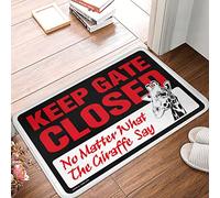 XYBH Small Door Mat Keep Gate Closed No Matter What The Giraffe Say Doormat Funny Home Decor Door Mats Funny(50X80CM)