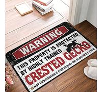 XYBH Small Outdoor Mat Warning This Property Is Protected By A Highly Trained Crested Gecko Rug Sports Bar Decor Indoor Mats For Front Door Entry(50X80CM)