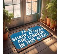 XYBH Spring Door Mats For Outside Entry Fatal Shark Attacks Are Common In This Area! Doormat Mat Shoes Fall Decorations For Home Porch(50X80CM)