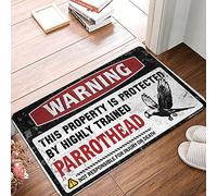 XYBH Spring Door Mats For Outside Entry Warning This Property Is Protected By A Highly Trained Parrothead Doormat Welcome Mat Indoor Non Slip Farm Kitchen Rug(65X90CM)