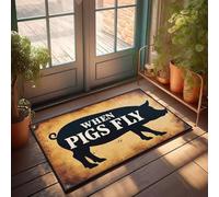 XYBH Spring Door Mats For Outside Entry When Pigs Fly. Doormat Mat Shoes Fall Decorations For Home Porch(50X80CM)