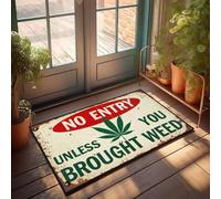 XYBH Summer Door Mat Outdoor No Entry Unless You Brought Weed Doormat Home Decor Men Front Porch Fall Decor(65X90CM)
