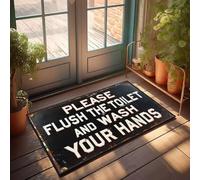 XYBH Summer Door Mat Outdoor Please Flush The Toilet And Wash Your Hands. Doormat Home Decor Men Front Porch Fall Decor(50X80CM)